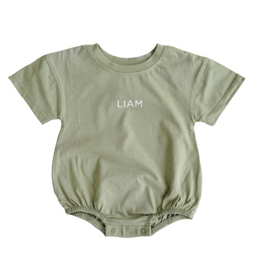 Personalized Short Sleeve Bubble Romper | Earthy Neutrals