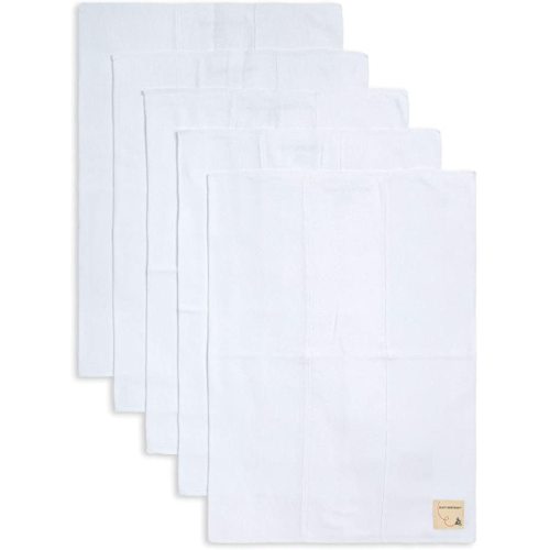 Burts Bees Baby Infant Burp Cloths, 100% Organic Cotton Extra Absorbent Soft Fabric Drool Cloths, 5-Pack Newborn Must-Have Essential Large Burping Cloths, One Size 17 x 11.75 Inches - Cloud White Solid
