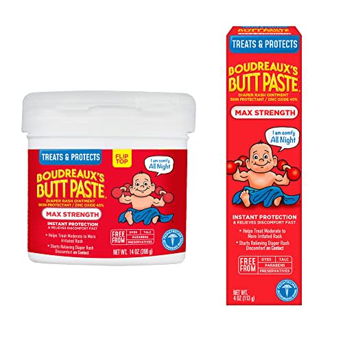 Boudreaux's Butt Paste Diaper Rash Ointment, Maximum Strength, 14 Oz w/Boudreaux's Butt Paste Diaper Rash Ointment | Maximum Strength | 4 Ounce (Pack of 1) Tube | Paraben