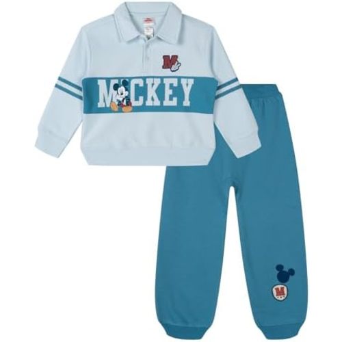 Disney Mickey Mouse Fleece Polo Shirt and Jogger Pants Outfit Set Newborn to Little Kid Sizes (0-3 Months - 5)