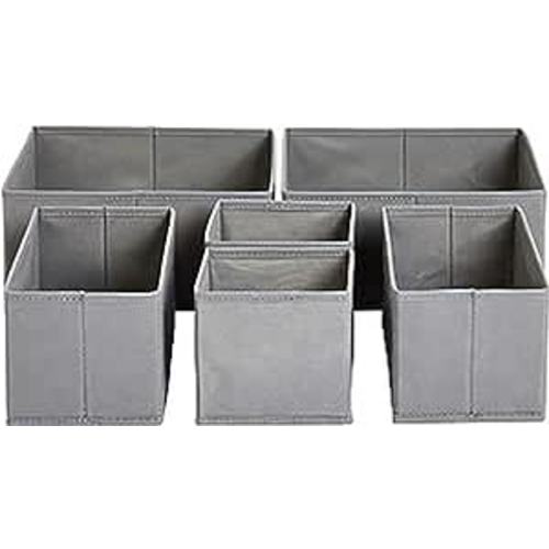 Amazon.com: Amazon Basics Cloth Drawer Storage Organizer Boxes, Set of 6, Gray : Home & Kitchen