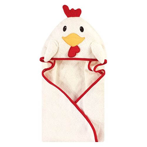 Hudson Baby Unisex Baby Cotton Animal Face Hooded Towel, Rooster, One Size