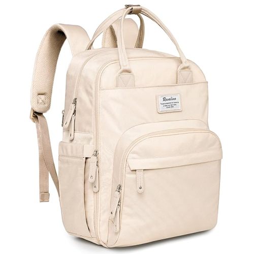 RUVALINO Diaper Bag Backpack, Multifunction Travel Pack Maternity Baby Changing Bags, Large Capacity, Waterproof, Beige