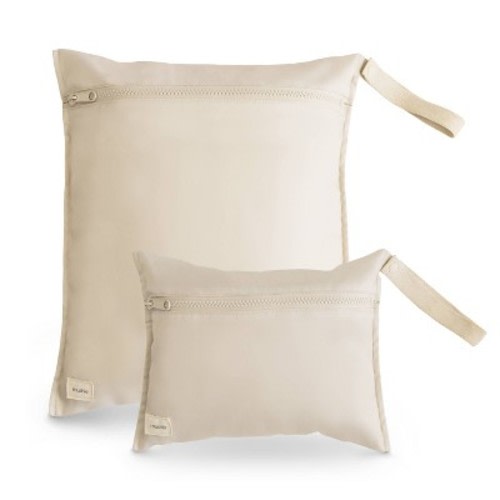 Mushie 2pk Water Resistant Wet Bag Baby Bath Safety and Accessories - Fog White