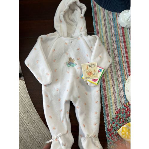 Vintage Quiltex Beatrix Potter Peter Rabbit 9mo Fleece Snowsuit Romper NWT