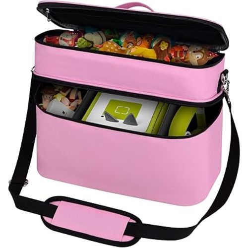 Storage Carrying Case Bag for Tonies/Storypod Accessories, for Tonie Characters, Charging Station & Headphone, Case Only (Large, Light Pink)