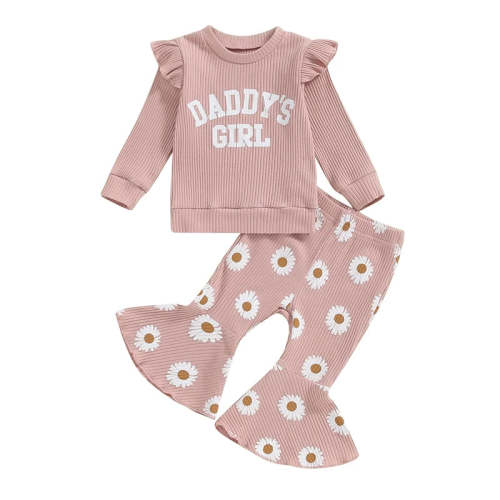 Baby Toddler Girls 2Pcs Daddy's Girl Outfit Letter Print Frill Shoulde – August + Willow