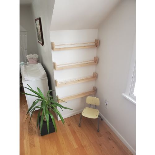 Nursery Bookshelf, "Waterfall" Corner Joints, Natural Cedar (Custom Sizing Available) Small Space Shelf, Bookshelf, Joinery