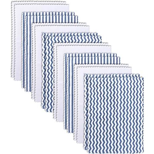 16 Pack Super Soft Baby Burp Cloths, Baby Washcloths, Ultra Absorbent Large Newborn Burping Cloth for Boy and Girl, Milk Spit Up Rags, Unisex for Baby Sensitive Skin, Navy Blue and White, 16 x 12 Inch