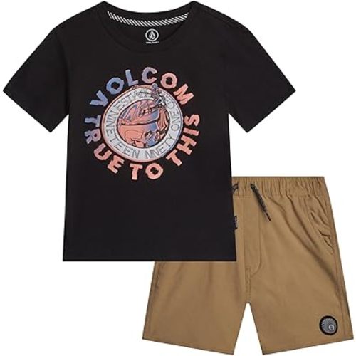 Volcom Toddler Baby Boy Shorts Set - 2 Piece Short Sleeve Graphic Tees and Shorts Infant Toddler Little Boys Summer Outfits