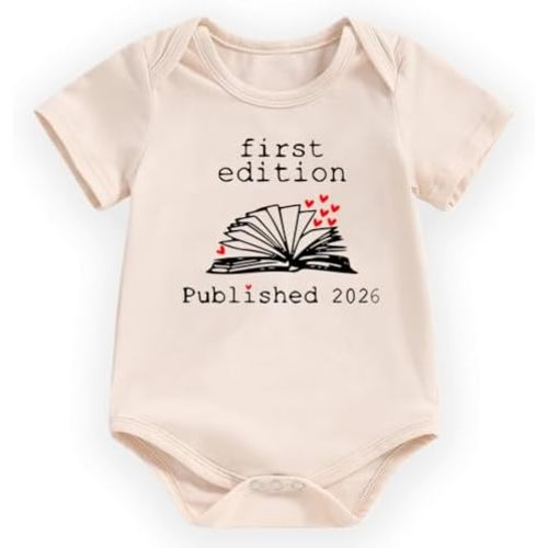 hrcfbk Infant Baby Boys Girls Bodysuit Newborn Short Sleeve Funny Letters Print Romper Reveal Pregnancy Announcement Clothes