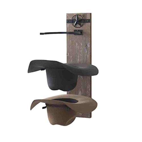 Ryker Ranch Cowboy Hat Rack for Wall | Western Hat Rack for Cowboy Hats | Wood and Metal Cowboy Hat Holder for Wall | Cowboy Hat Hanger for Farmhouse Decor (Brown)