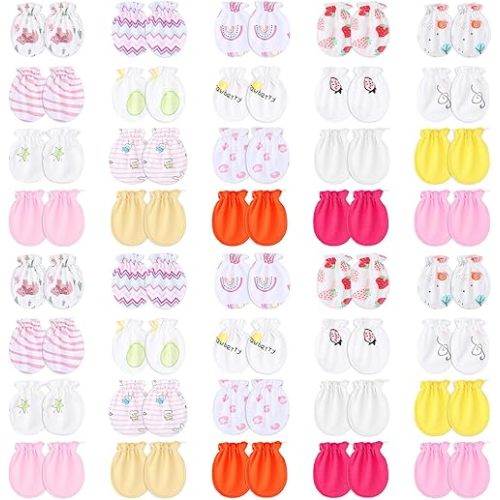 40 Pairs Mittens for Newborn Baby Girls No Scratch Mittens Newborn Soft Elastic Cute Infant Toddler Baby Gloves 0-6 Months for Girls Boys