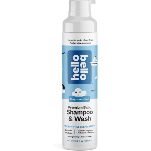 Hello Bello Shampoo & Body Wash - Gentle Hypoallergenic Tear-Free Formula for Babies and Kids - Vegan and Cruelty-Free - Fragrance Free - 10 fl oz