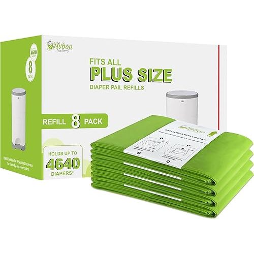 Refills Compatible with Dekor Plus Diaper Pail | 8 Pack | Disposable Diaper Pail Refill | Extra Thickness | Diaper Trash Bags | Cherry Blossom Scented | Holds up to 4640 Diapers