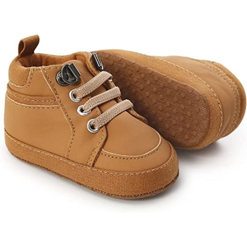 Meckior Infant Baby Boys Girls Walking Shoes Toddler Non Slip Rubber Sole Sneakers Soft Casual PU Leather Moccasins Prewalkers Crib Shoe First Walking Shoes 3-18 Months