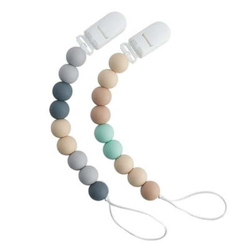 Loyerfyivos Silicone Pacifier Clips for Baby Boys and Girls - One-Piece Beads, Rust-Free Holders, Teething Relief, Baby Necessities, Newborn Safe Baby Essentials
