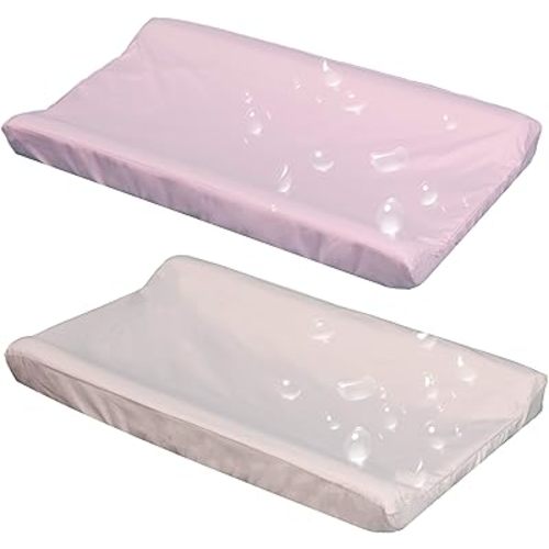 Belsden 2 Pack Waterproof Changing Pad Cover, Soft Microfiber Diaper Change Table Sheets for Baby Boys and Girls, Fit 32" x 16" Changing Pad, Machine Washable Durable, Pink & Apricot
