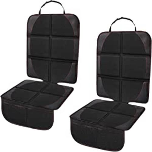 Car Seat Protector, 2 Pack Large Auto Car Seat Protectors for Child Car Seat, Thick Carseat Seat Protector with Organizer Pockets - black & red