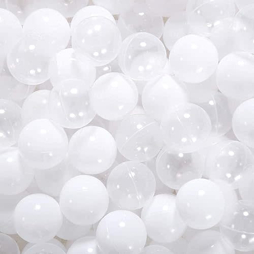 STARBOLO Ball Pit Balls Phthalate Free BPA Free Non-Toxic Crush Proof Play Balls for Toddlers Kids Pool Playhouse (100 Balls-White/Transparent) …