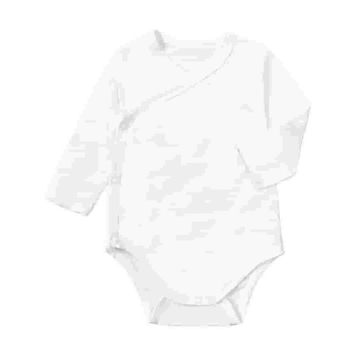 ENFLASH One-Piece Bamboo Viscose Bodysuit for Unisex Infant Baby Long Sleeve Side-snap Kimono Romper with Mitten Cuffs