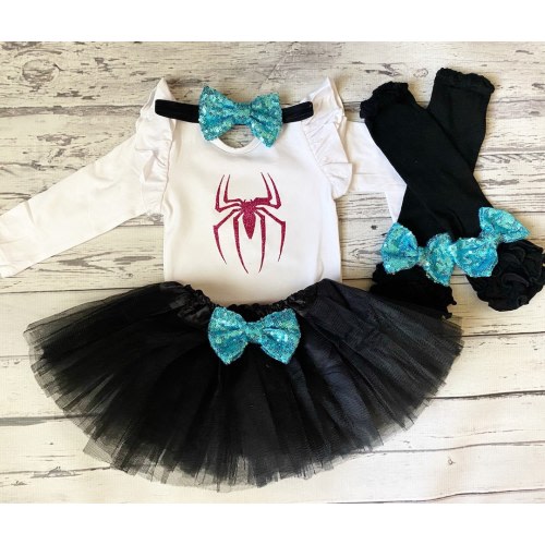 SPIDERMAN Leotard baby girl leotard Flutter short long sleeve superhero hero spidergirl spider woman gwen stacy avengers Halloween