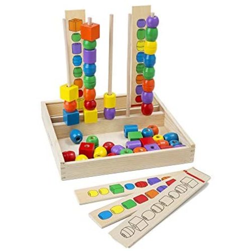 Melissa & Doug Bead Sequencing Set With 46 Wooden Beads and 5 Double-Sided Pattern Boards