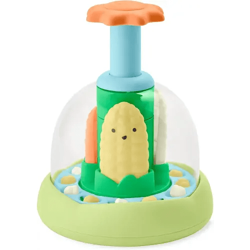Skip Hop Press & Spin Baby Toy, Farmstand What's Poppin Corn Spinner