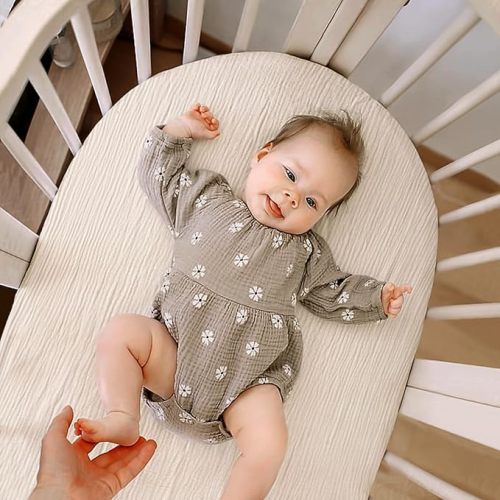 lulumoon Baby Muslin Bassinet Sheets: Cotton Bassinet Sheets Neutral for Boys and Girls - Fitted for Oval Rectangle or Hourglass