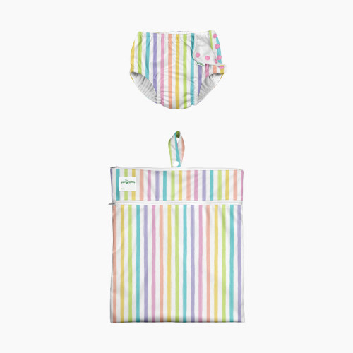 GREEN SPROUTS UPF 50+ Snap Swim Diaper & Wet & Dry Bag Set - Rainbow Stripe, 0-6 Months