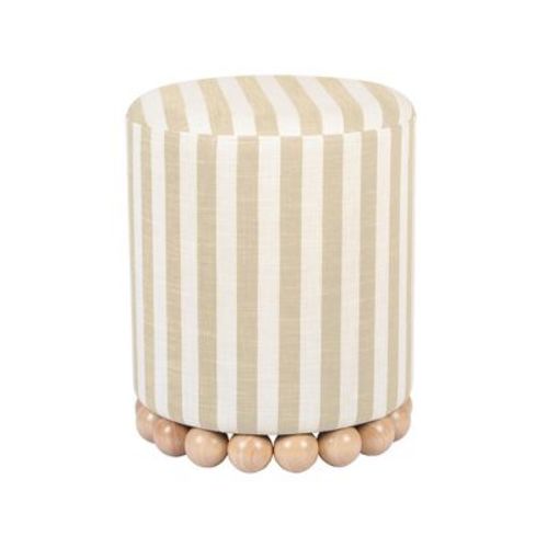 Dex Striped Linen Ottoman Beige 15.7"w X 15.7"d X 18.3"h : Target