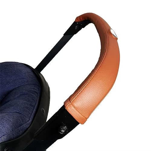 MINILUJIA Removable Zipper PU Leather Handlebar Cover Sleeve Protect Case Compatible with Doona Car Seat & Strollers (light brown)