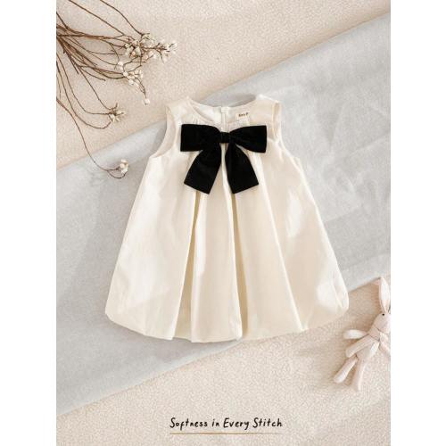 Cozy Pixies Baby Girl Decorated Big Bow Round Neck Sleeveless Dress | SHEIN USA