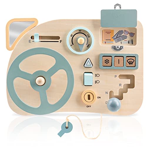Vanplay Montessori Busy Board for Toddlers Wooden Sensory Activity Board for Fine Motor Skills Travel Educational Toys for 2 Year Old