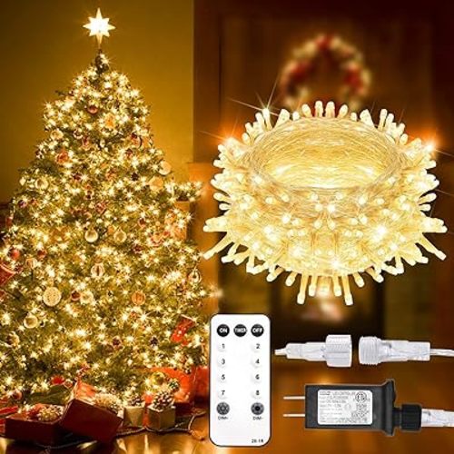 suddus 200 Led Christmas Lights Outdoor Waterproof, 66ft Fairy Lights Plug in Connectable, Warm White Christmas String Lights Indoor for Xmas Tree Holiday Party Porch Decor