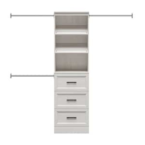 Reynolds 25 in. W x 83.25 in. H Magnolia Oak Laminate Board Traditional Closet System Tower with 3-Drawers