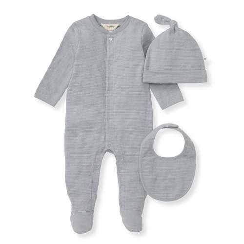 3-6 M Organic Cotton Jumpsuit, Bib & Hat 3 Piece Set - Quarry – Burt's Bees Baby