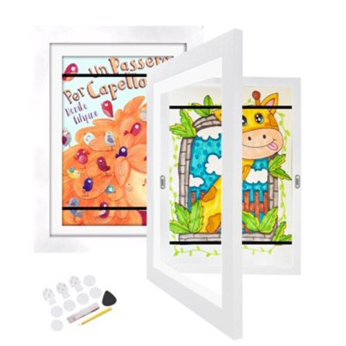 [2PK] Kids Art Frame | ATOBART Front Opening Kids Artwork Frames Framed Art Picture,Picture Storage Frames Crafts Drawing Hanging Art Display for A4 (White)