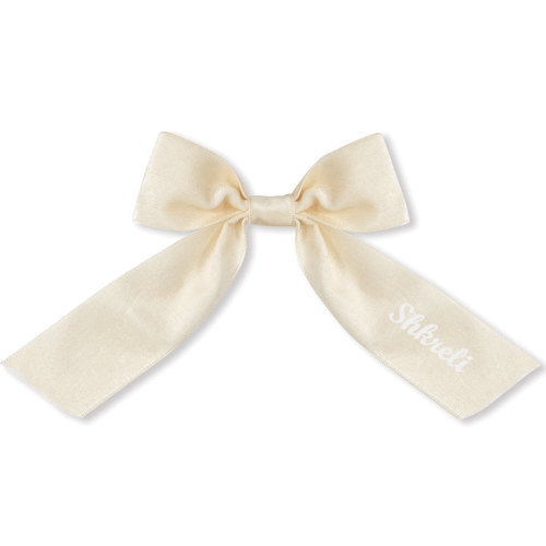 Ivory Velvet Bow with personalization "Shkreli"