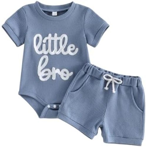 Baby Boy Summer Clothes Little Brother Newborn Outfit Short Sleeve Romper Casual Shorts Set 0 3 6 12 Months
