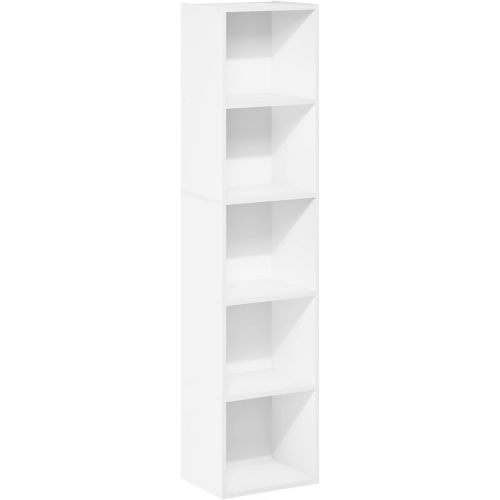 Furinno Luder Bookcase / Book / Storage, 5-Tier Cube, White