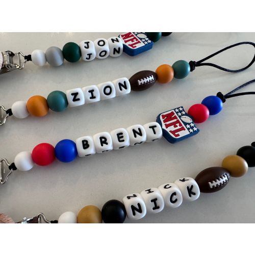 Sports | Football | NFL | Personalized Custom Pacifier Clip | Custom Baby Name | Personalized Baby Gift | Baby Shower| Football Team Binky
