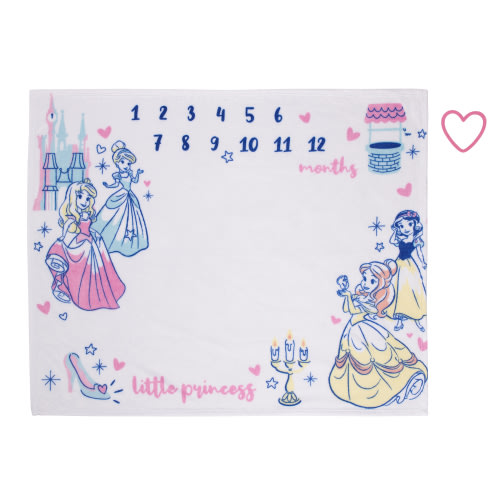 Disney Princess Pink and Blue Super Soft Milestone Baby Blanket and Felt Marker, Infant Girl