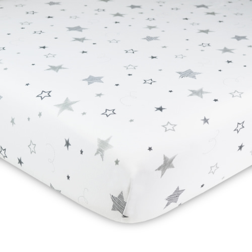 American Baby Company 100% Natural Cotton Fitted Pack and Play Sheet 39" x 27" - Soft & Breathable Pack N Play Sheet for Playpen, Playard & Mini Crib Mattress, Super Stars, for Boys & Girls