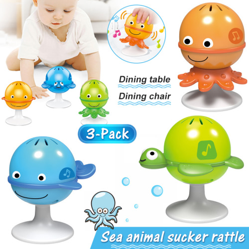SAYLITA 3 Pack Baby Rattles Set Infant High Chair Toys Suction Cup Interactive Development Baby Tray Toy Newborn Gifts for 6, 9, 12, 18, 24 Months 1 2 Year Olds, Boys Girls Kids