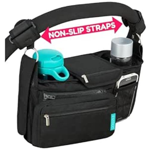 Amazon.com : Stroller Organizer Non Slip Straps Stroller Caddy With Insulated Cup Holder, Stroller Bag for Phone, Pet Stroller Accessories, Universal Fits Uppababby Vista v2 Wonderfold Wagon, Doona and More : Baby, Black