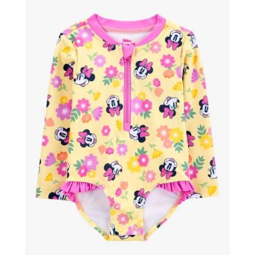 Baby Disney© Minnie Mouse 1-Piece Rashguard Swimsuit - Yellow/Pink - Carter's | Carter's