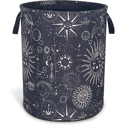 Universe Sun Planet Moon Laundry Basket Stars Celestial Oxford Cloth Laundry Hamper With Handle Foldable Portable Clothes Storage Basket 18.9 X 16.5 Inch Storage Bag For Laundry Room/Bathroom/Bedroom