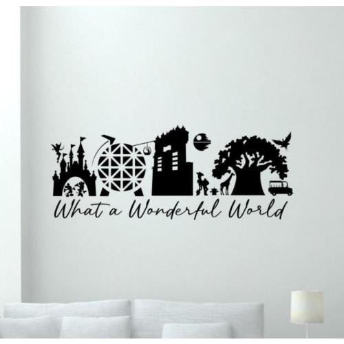 What a Wonderful World Wall Decal Vinyl Sticker Mickey Castle Epcot Nursery Decor Sign Kids Poster Gift Wall Art No Background Decal 3354