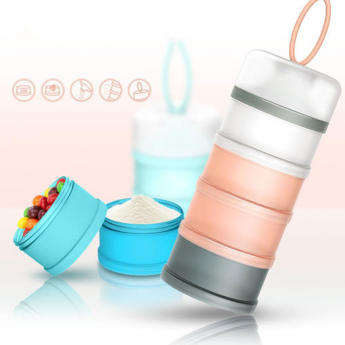 wendunide Desktop Ornament 4Layers Baby Milk Powder Formulas Dispensers Bottle Storage Containers Food Milk Powder Box Blue